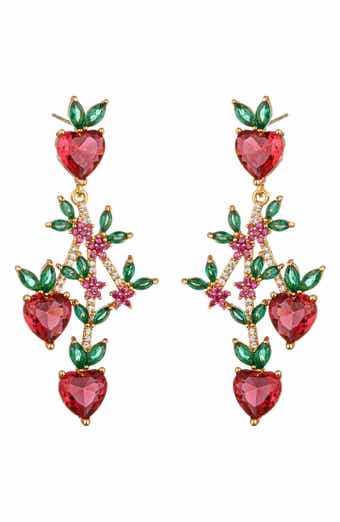 Peach 18K Gold Plated Cubic Zirconia Drop Earrings