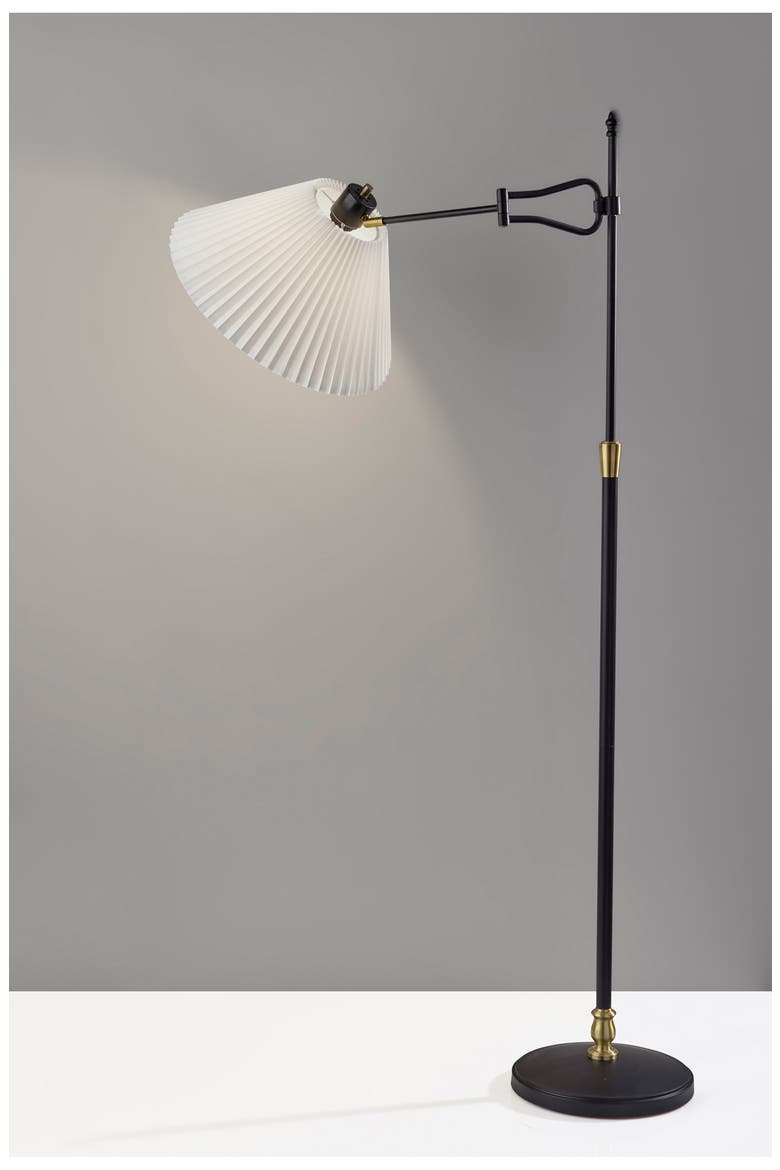 Elijah Swing Arm Floor Lamp, Alternate, color, BLACK/ ANTIQUE BRASS