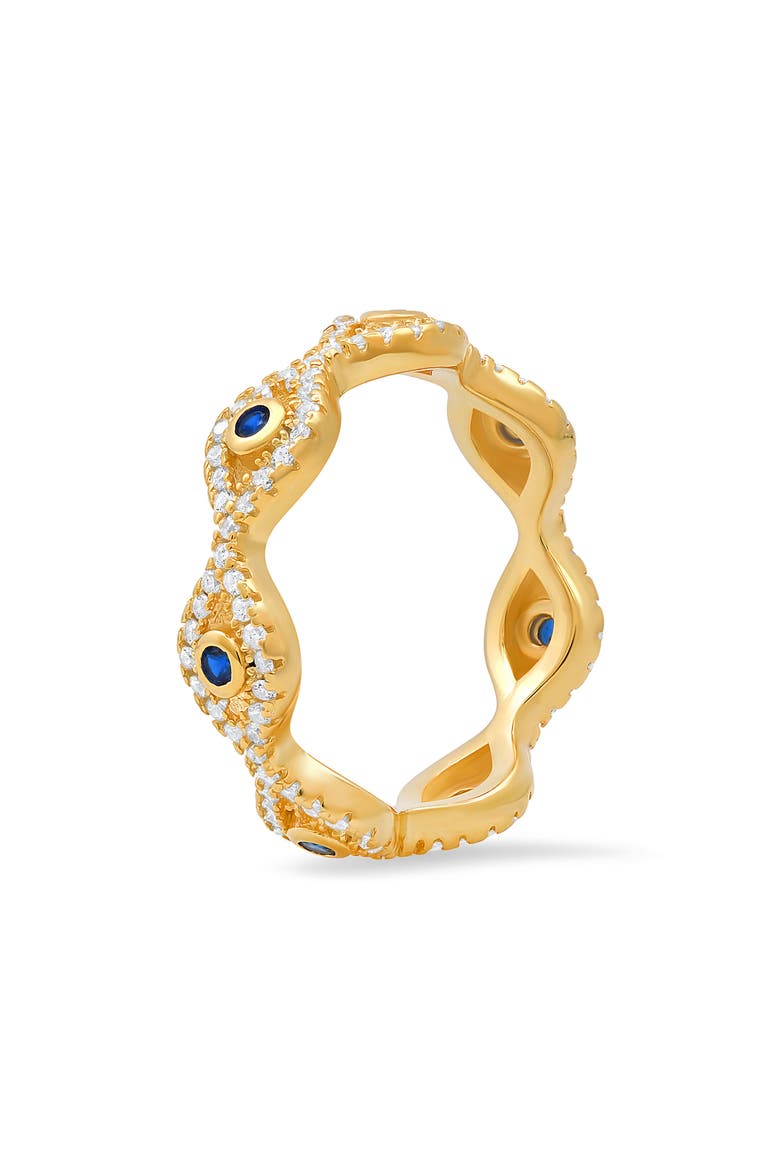 Sterling Silver Evil Eye Eternity Band Ring, Alternate, color, GOLD