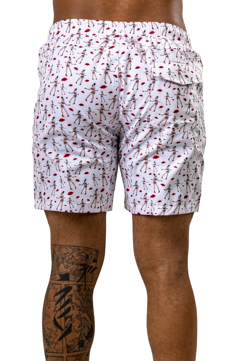 Maceoo Swim Marthyr Print Swim Trunks, Alternate, color, White