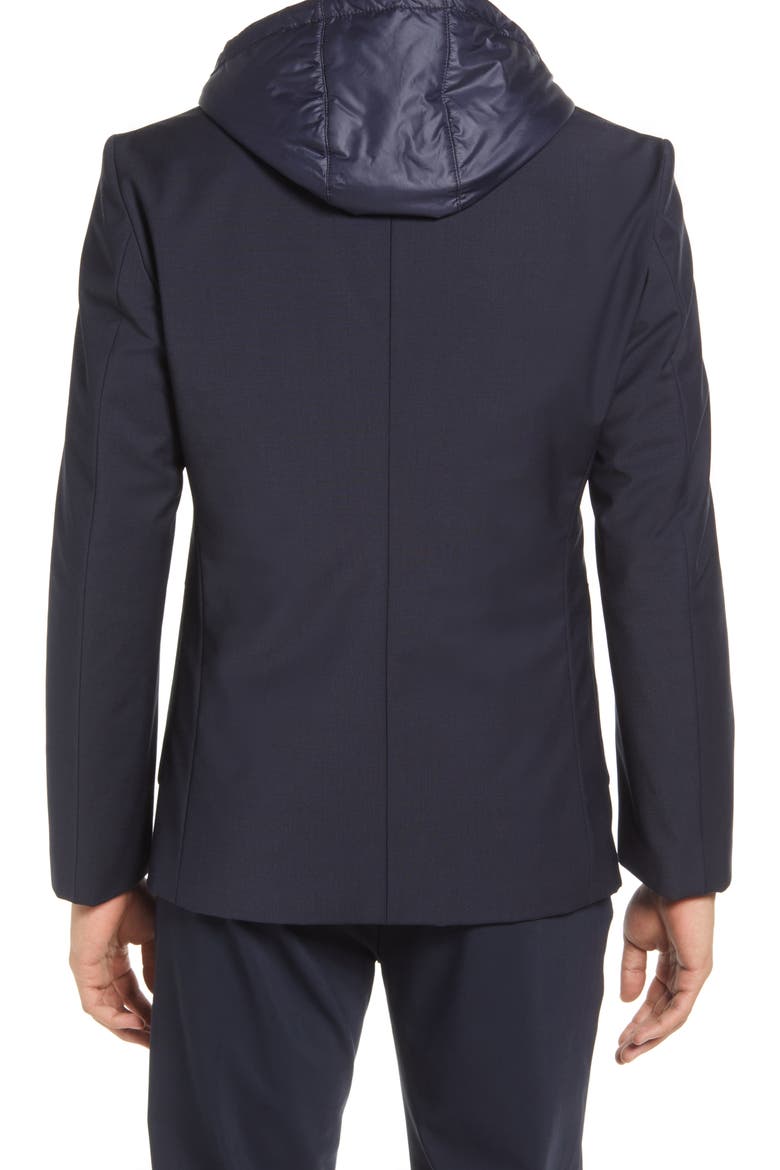Hanry Wool Blend Blazer with Hooded Bib, Alternate, color, DARK BLUE