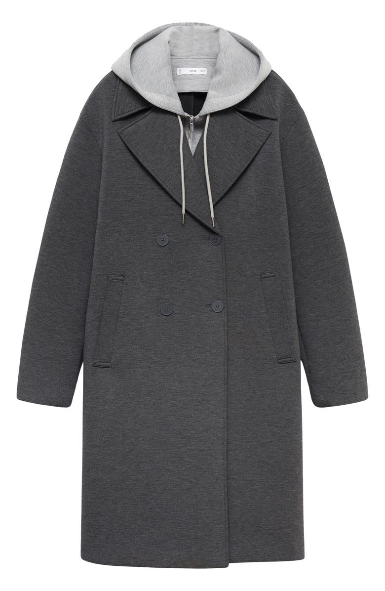 MANGO Hooded Mixed Media Coat, Alternate, color, 