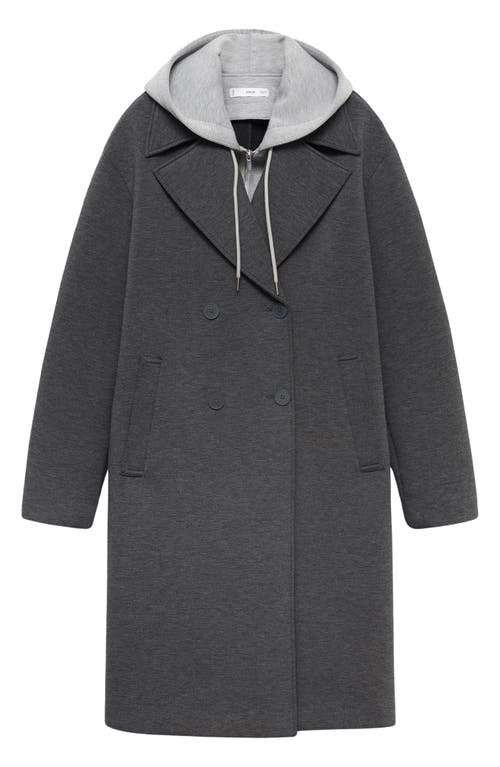 Mango Combined Coat With Hood Grey In Grey
