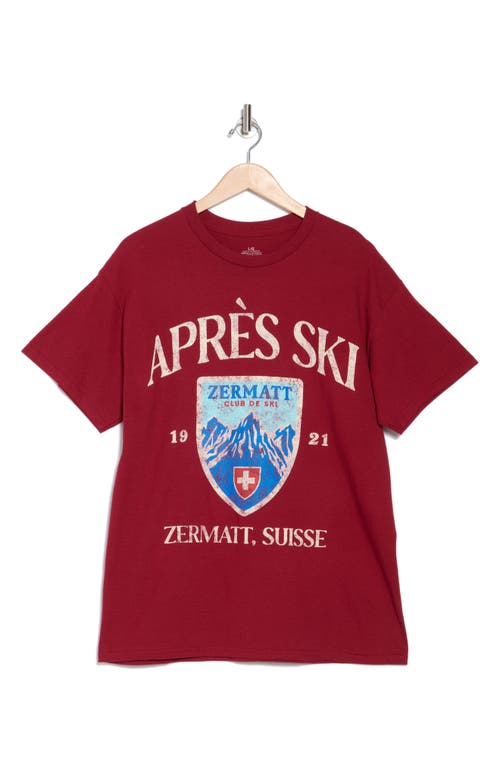 Philcos Aprés Ski Graphic Crew T-shirt In Garnet