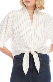 Karen Kane Flare Sleeve Tie Front Top