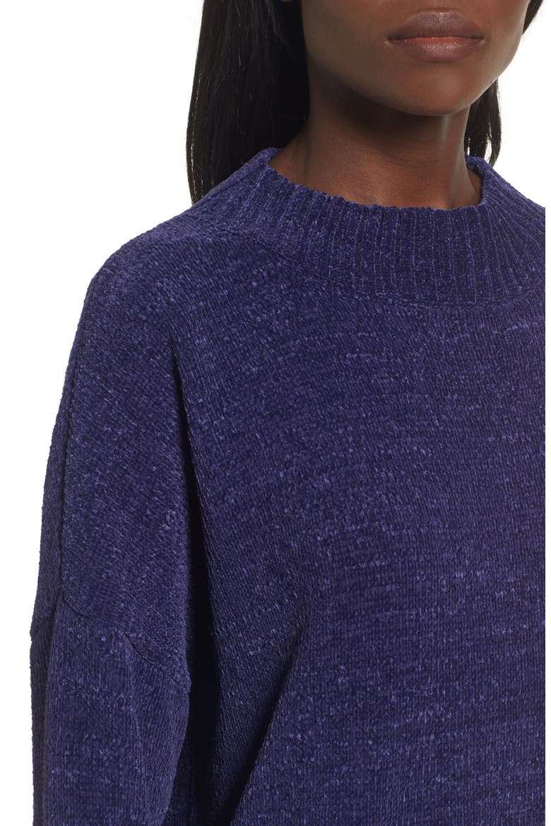 Chenille Funnel Neck Sweater, Alternate, color, PURPLE AMETHYST