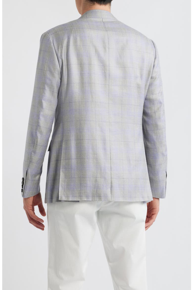 Kei Trim Fit Light Grey Plaid Cashmere & Linen Blend Sport Coat, Alternate, color, LIGHT GREY