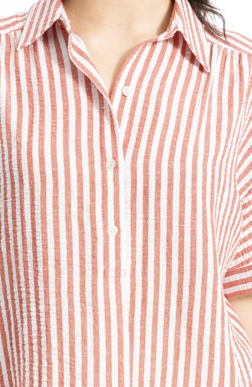 Max Studio Textured Stripe Camp Shirt