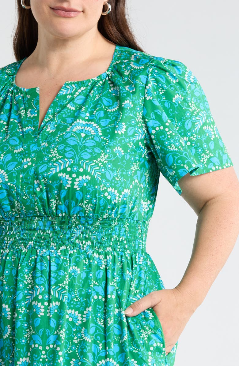 SUGARLIPS Alina Floral Palmer Tiered Cotton Maxi Dress, Alternate, color, Kelly-Cerulean