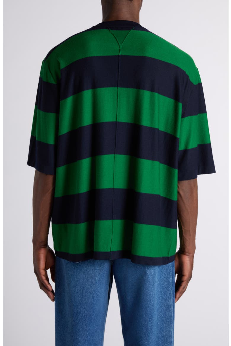 Stripe Oversize Cashmere Sweater, Alternate, color, GRASS GREEN/ BLUE