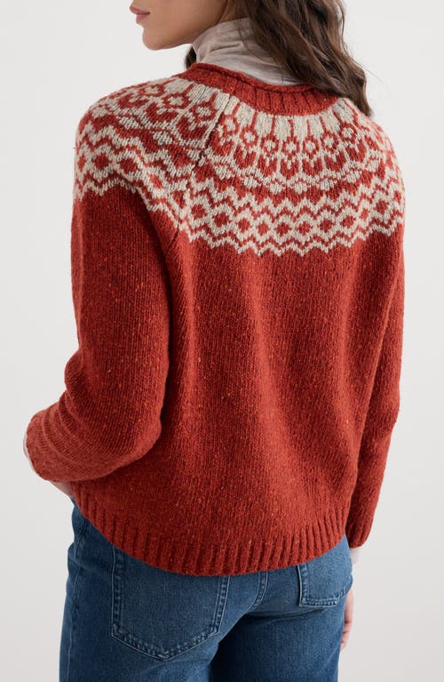 Seasalt Cornwall Port Kinnis Fair Isle Merino Wool Blend Crewneck Sweater In Brown