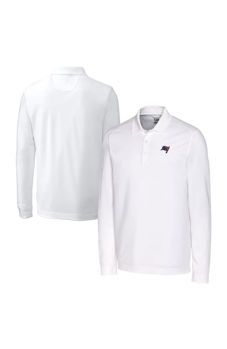 Cutter & Buck Men's Cutter & Buck White Tampa Bay Buccaneers Big & Tall Advantage Tri-Blend Pique Long Sleeve Polo, Main, color, 