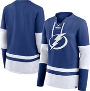 FANATICS Women's Fanatics Blue Tampa Bay Lightning Prime Time Lace-Up Long Sleeve T-Shirt