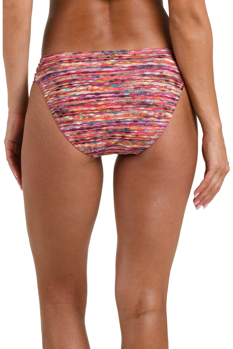 Shimmer Ripple Shirred Side Hipster Bikini Bottoms, Alternate, color, PINK MULTI