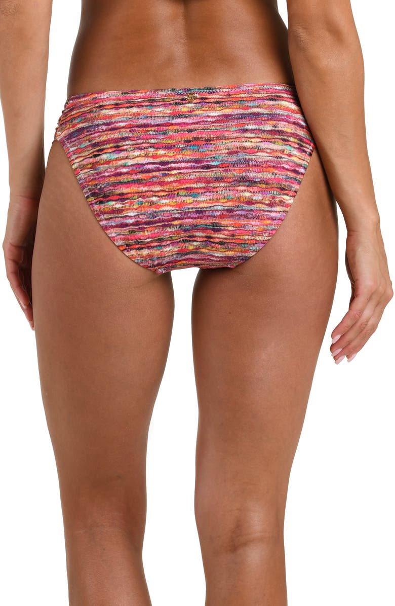 Sunshine 79 Shimmer Ripple Shirred Side Hipster Bikini Bottoms, Alternate, color, Pink Multi
