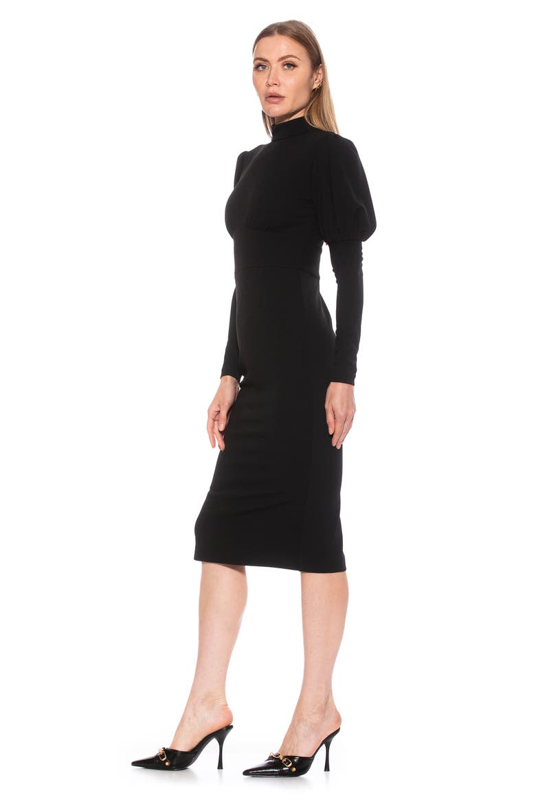 Diva Long Sleeve Midi Dress, Alternate, color, BLACK
