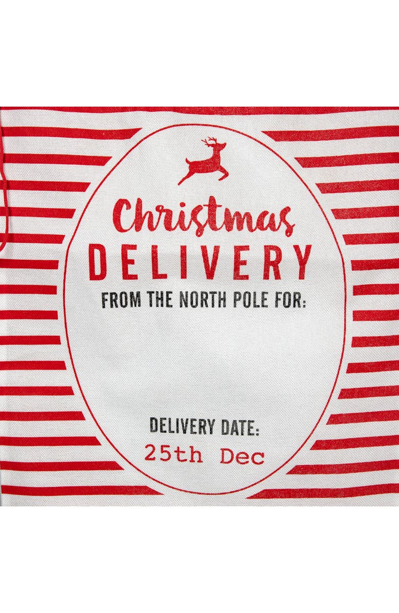 Northlight Striped Christmas Delivery Tied Gift Sack - 27.25" - White and Red, Alternate, color, 