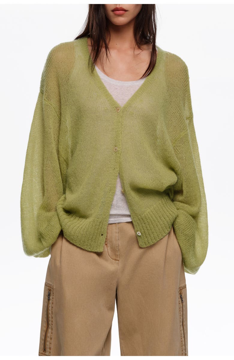 Bimba y Lola Mohair And Wool Long Cardigan, Main, color, Green
