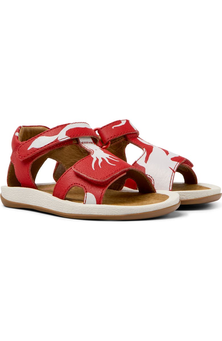 Camper Kids' Ankle Strap Leather Sandal, Main, color, Multi - Red