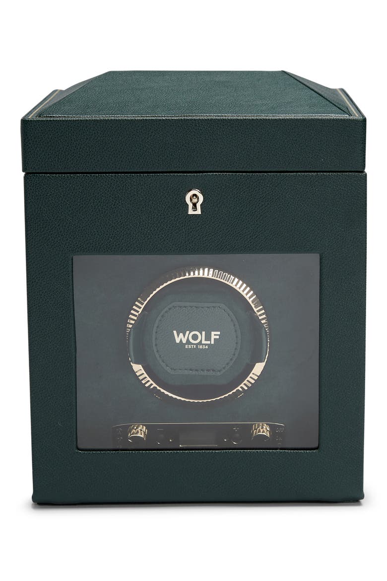 British Racing Single Watch Winder with Storage, Alternate, color, GREEN