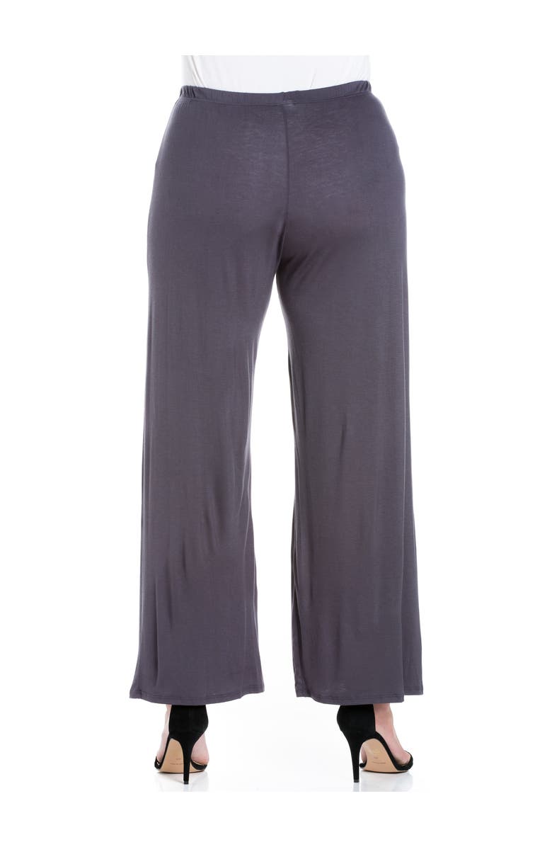 24seven Comfort Apparel Elastic Waist Flared Leg Palazzo Pants, Alternate, color, Charcoal
