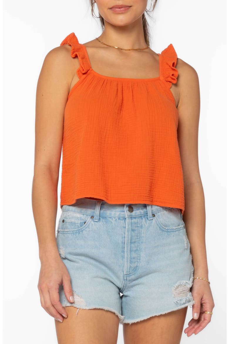 Rosabella Ruffle Tank, Main, color, HOT ORANGE