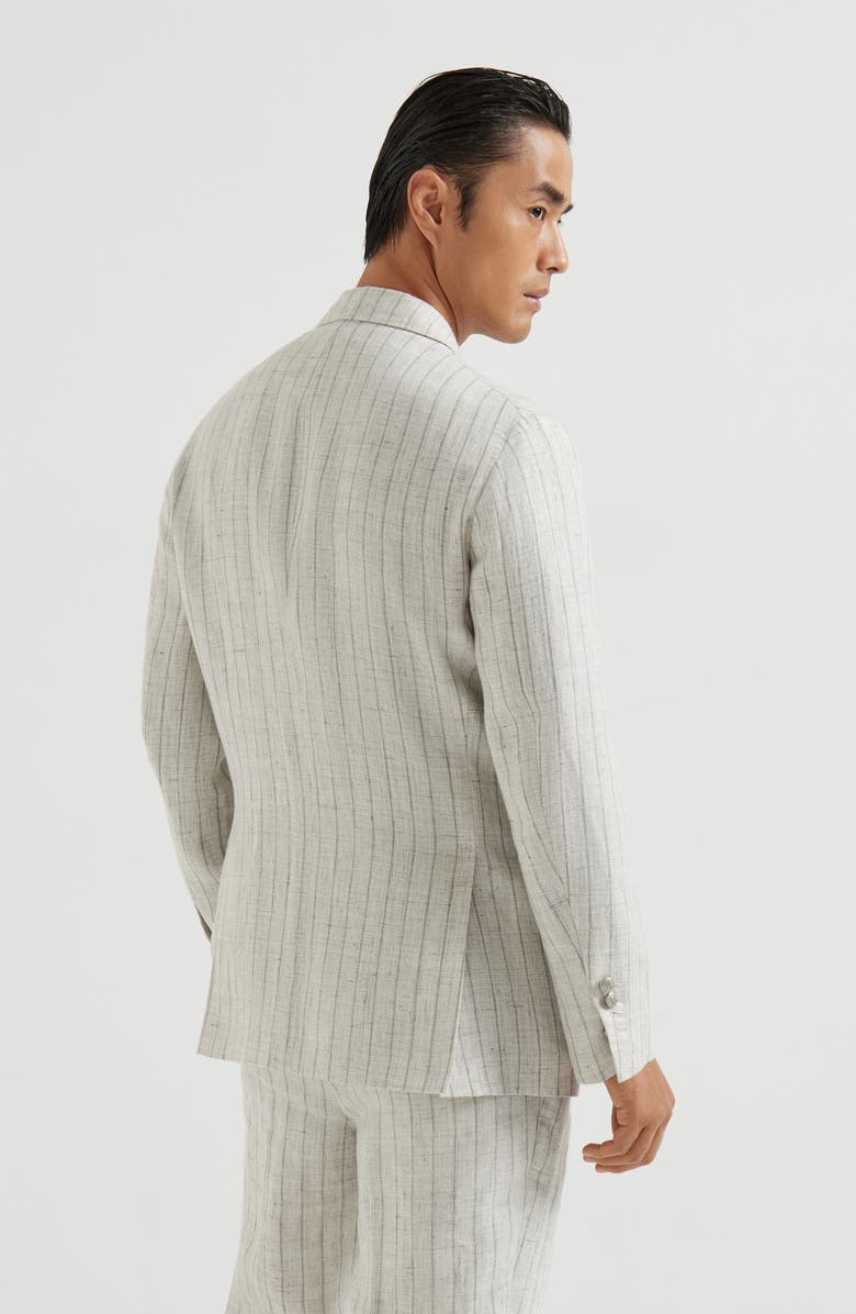 Brunello Cucinelli Chalk stripe twill blazer, Alternate, color, Light Grey