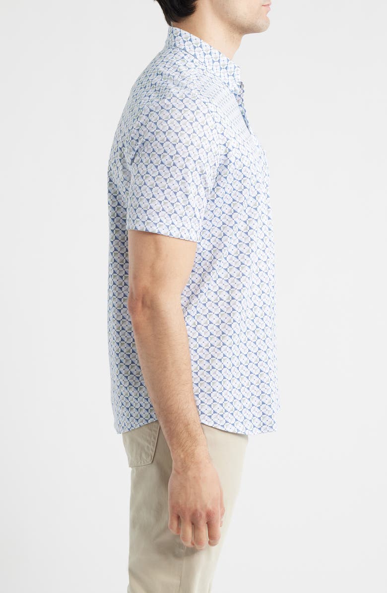 Johnston & Murphy XC Flex Ascend Short Sleeve Button-Up Shirt, Alternate, color, Blue Multi Square Grid