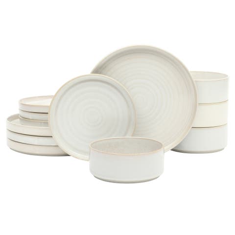 Echo Bay 12-Piece Reactive Glaze Porcelain Dinnerware Set