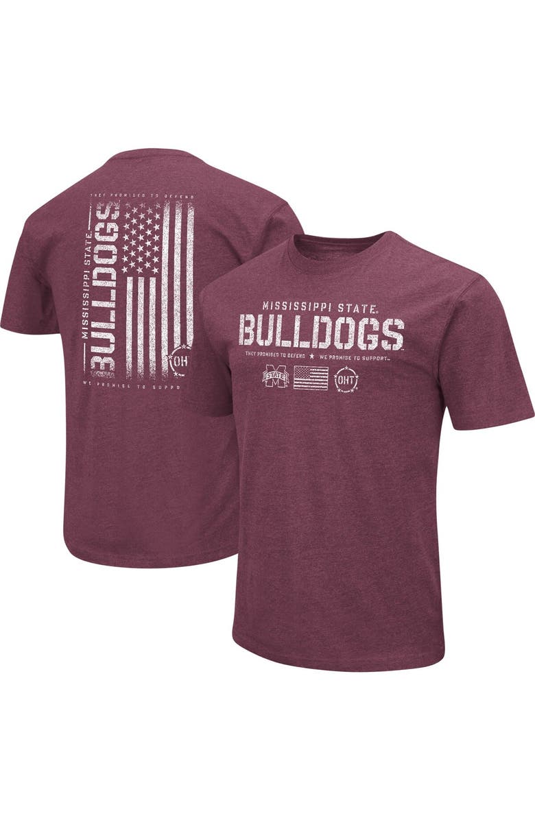 COLOSSEUM Men's Colosseum Heather Maroon Mississippi State Bulldogs OHT Military Appreciation Flag 2.0 T-Shirt, Main, color, 