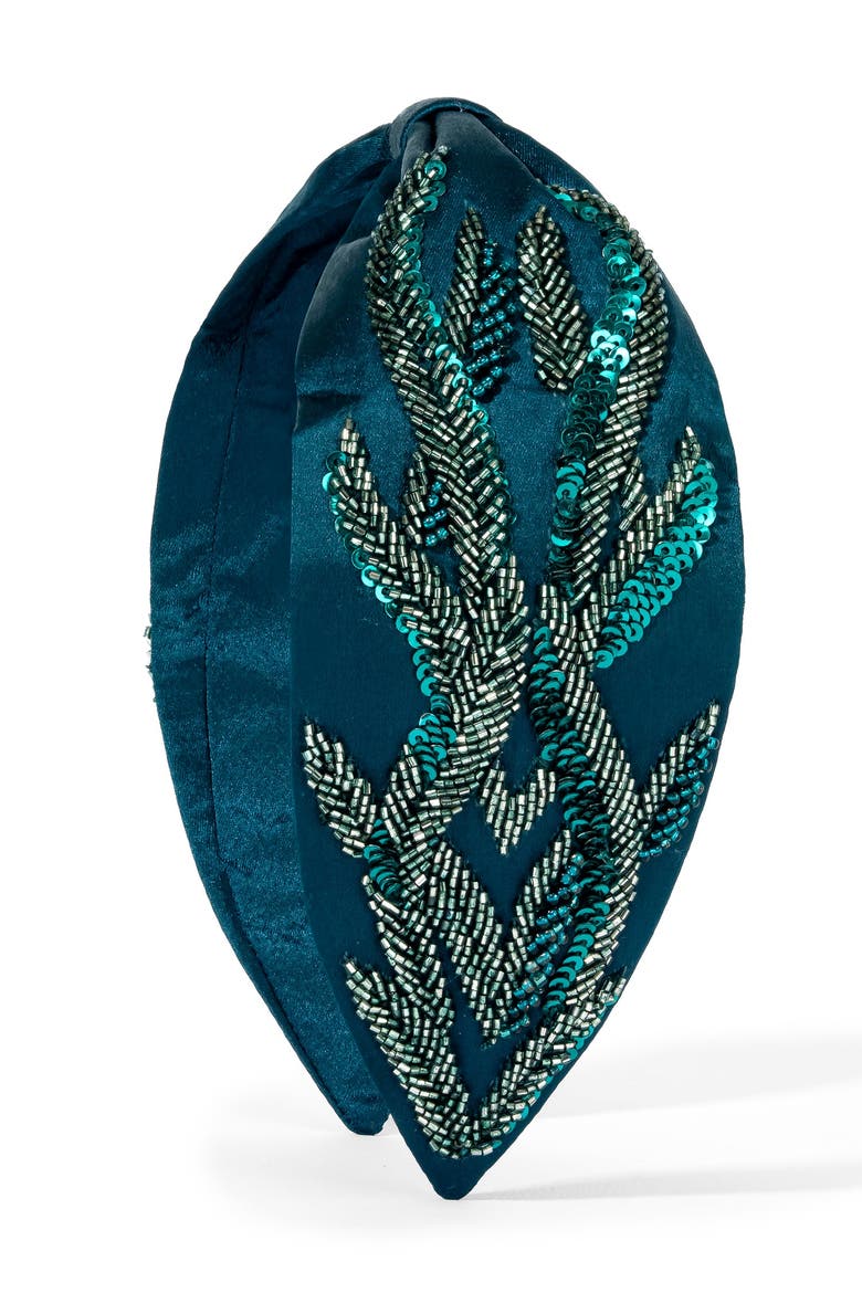 Azure Reef Embellished Headband, Main, color, Blue