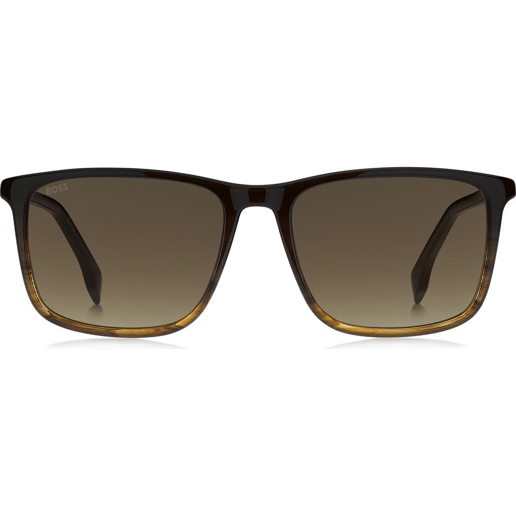 Hugo Boss Boss 56mm Ombré Square Sunglasses In Brown