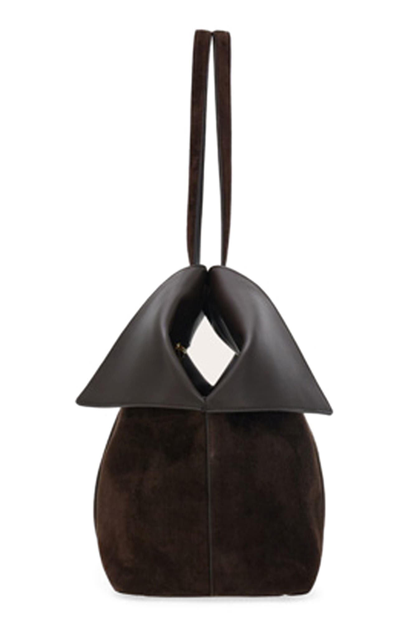 FERRAGAMO Large Folded Suede Tote, Alternate, color, Testa Di Moro