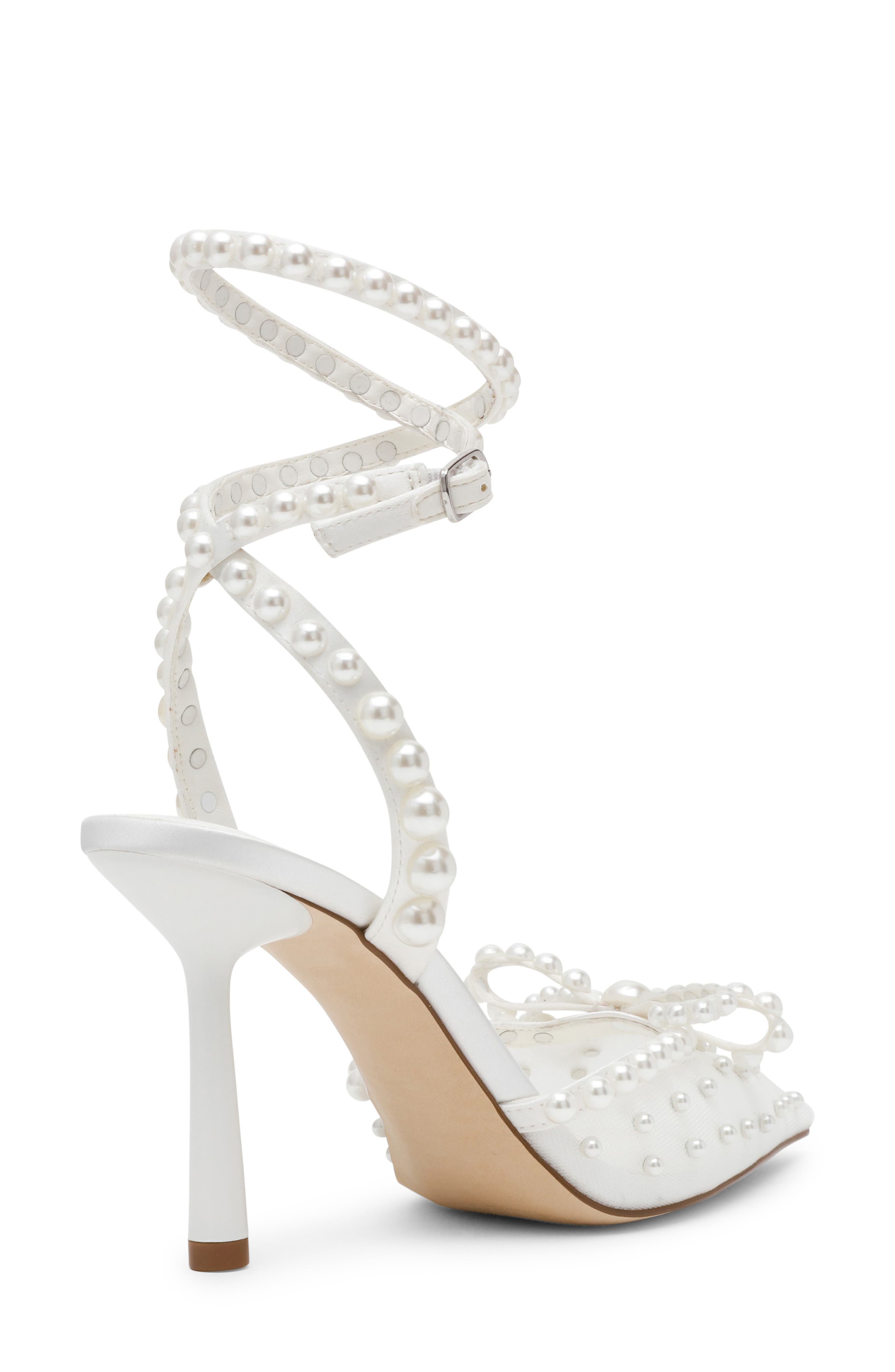 Steve Madden Val Ankle Wrap Pointed Toe Pump, Alternate, color, Ivory