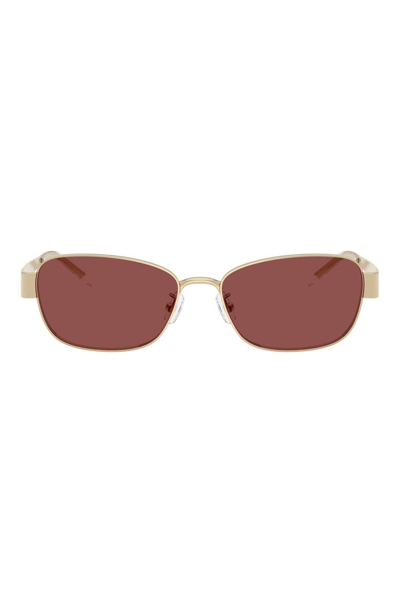 55mm Gradient Polarized Rectangular Sunglasses, Main, color, SHINY LIGHT GOLD / DARK VIOLET
