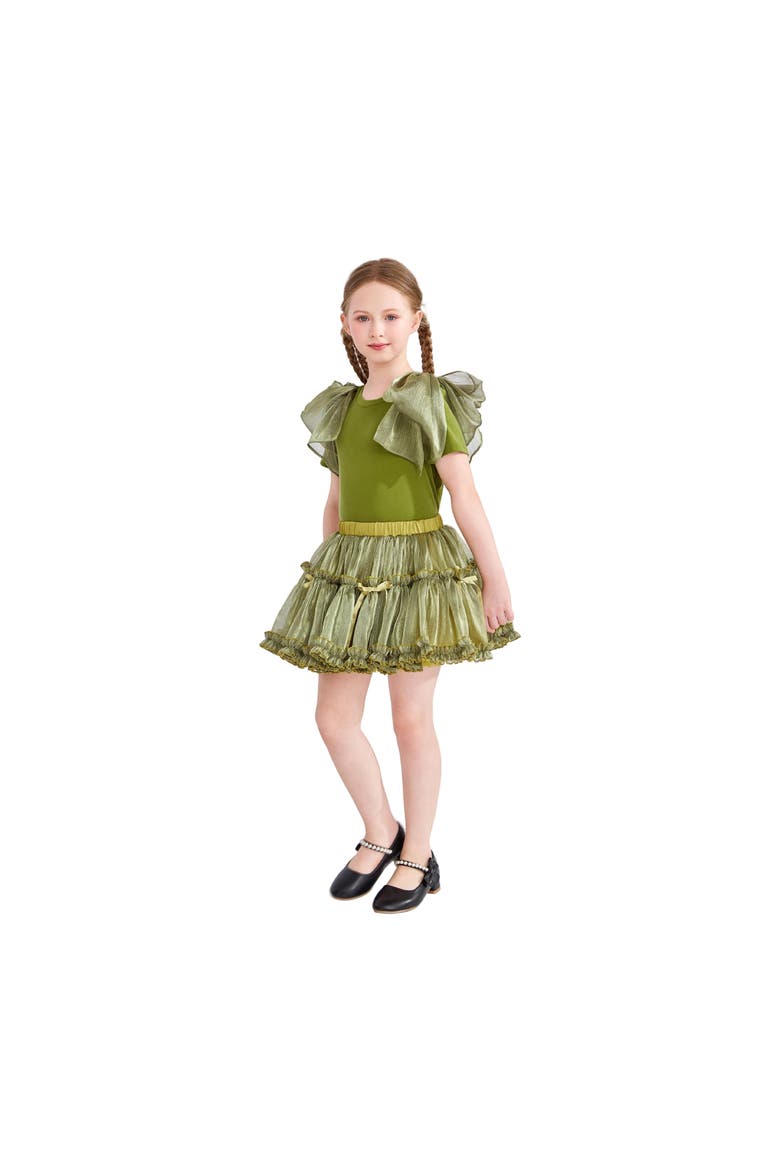 Gold Valora Ruffle Skirt Set, Alternate, color, Olive Green