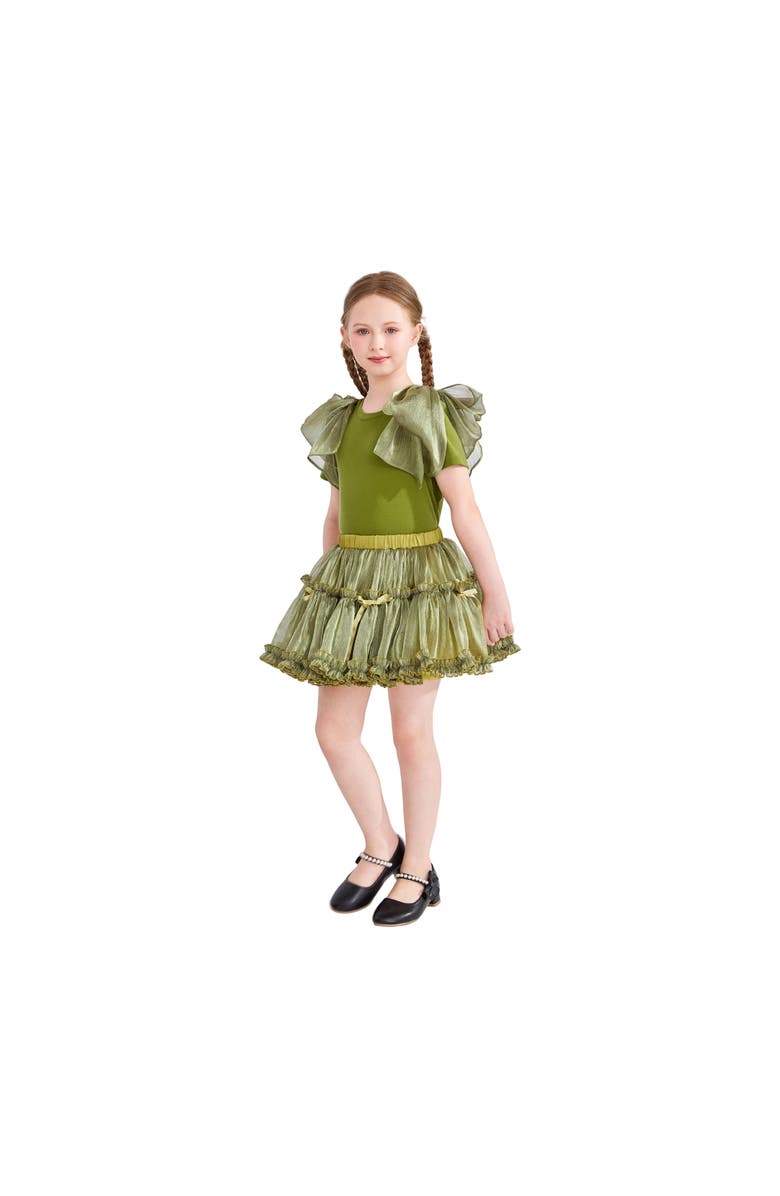 Tulleen Gold Valora Ruffle Skirt Set, Alternate, color, Olive Green