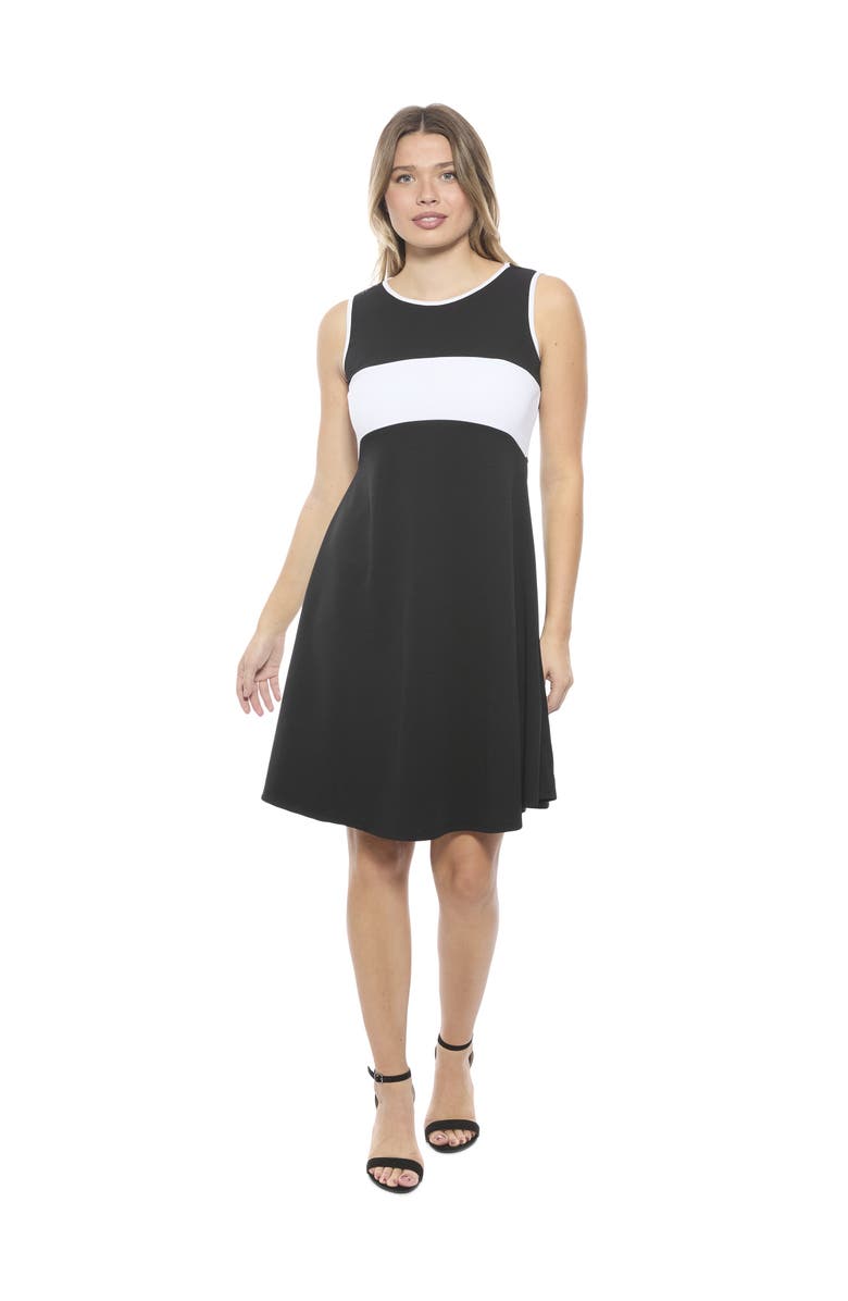 24seven Comfort Apparel Womens Sleeveless Round Neck Knee Length Soft Flare A-Line Dress, Main, color, Black