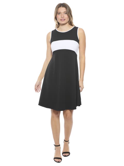 Womens Sleeveless Round Neck Knee Length Soft Flare A-Line Dress