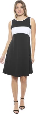 24seven Comfort Apparel Womens Sleeveless Round Neck Knee Length Soft Flare A-Line Dress