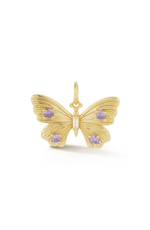 14k Gold Plated Cubic Zirconia Butterfly Charm