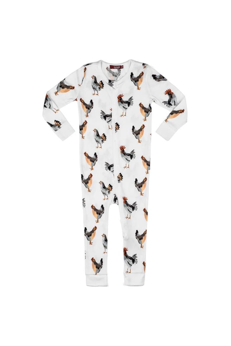 Organic Cotton Zipper Pajama, Main, color, Chicken