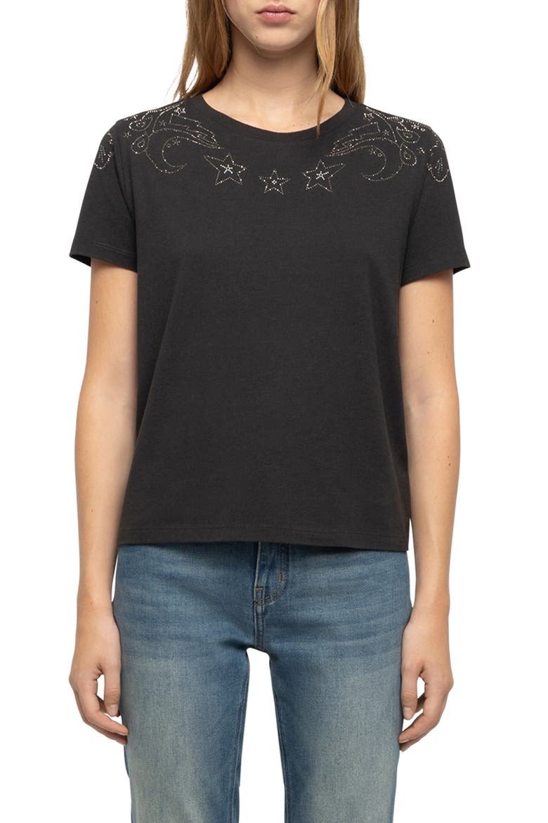 Alys Rhinestone Tee, Main, color, CARBONE