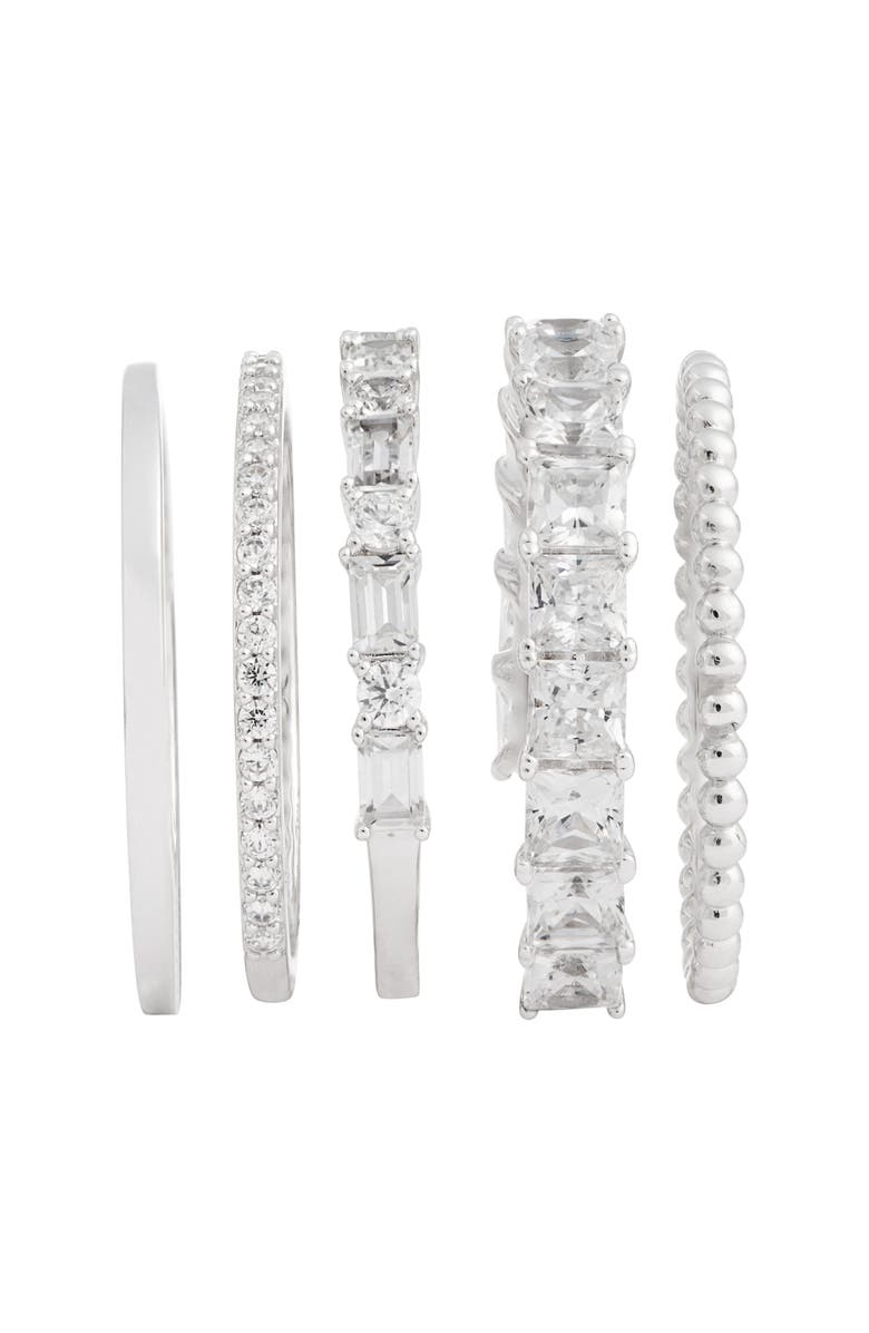 Nadri Set of 5 Stacking Rings, Alternate, color,