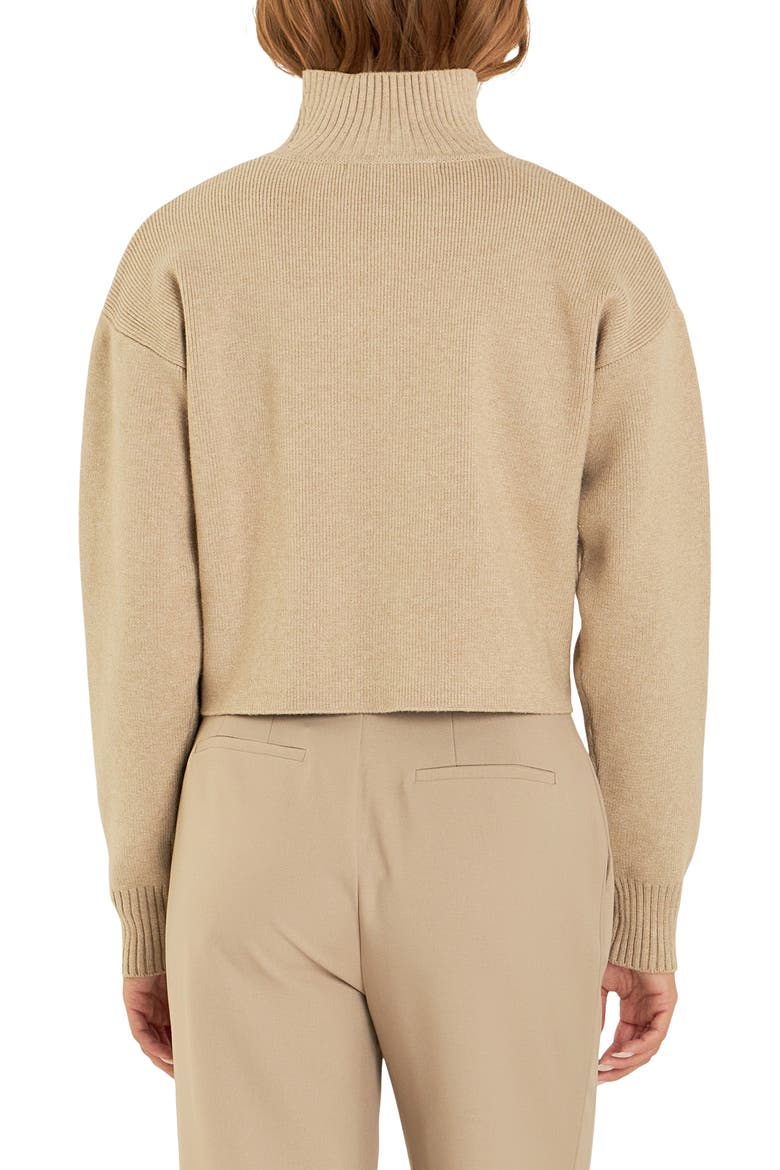 Turtleneck Crop Sweater, Alternate, color, BEIGE