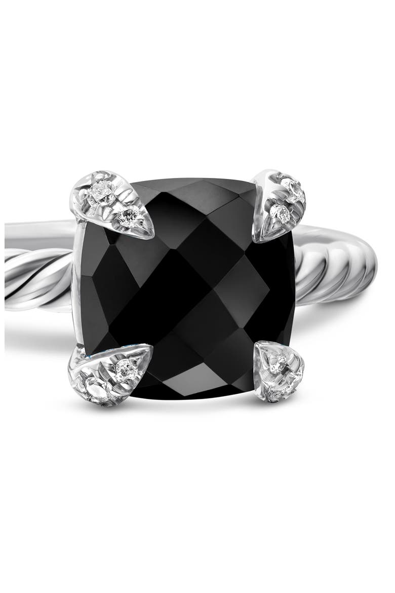 Chatelaine® Ring with Semiprecious Stone & Diamonds, Alternate, color, BLACK ONYX