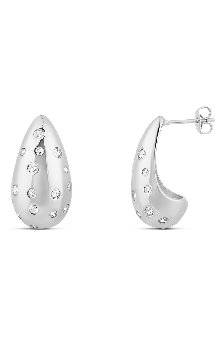 Pavé Inlay Teardrop Earrings, Main, color, SILVER