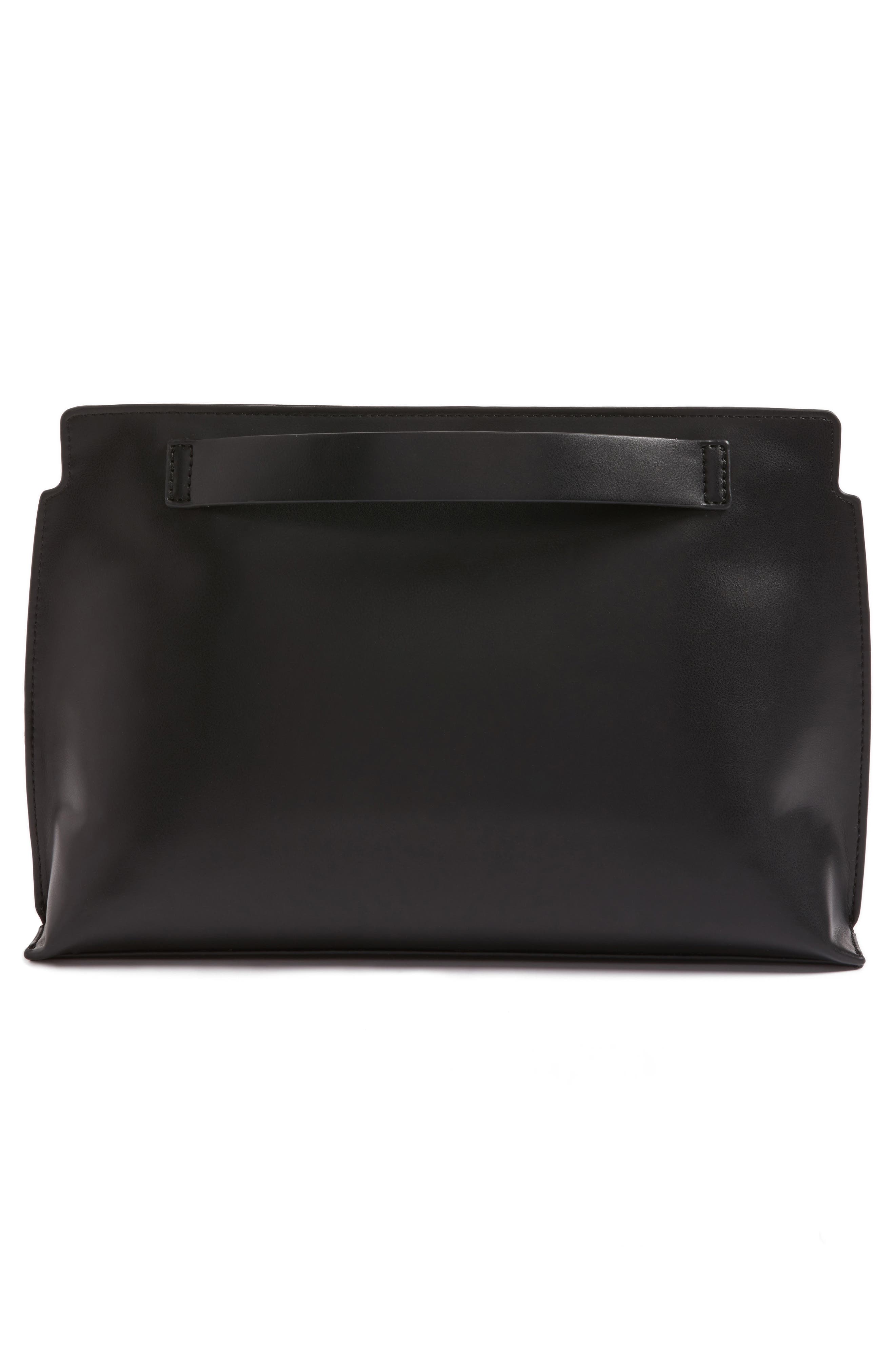 Stripe Faux Leather Clutch, Alternate, color, BLACK/ GOLD