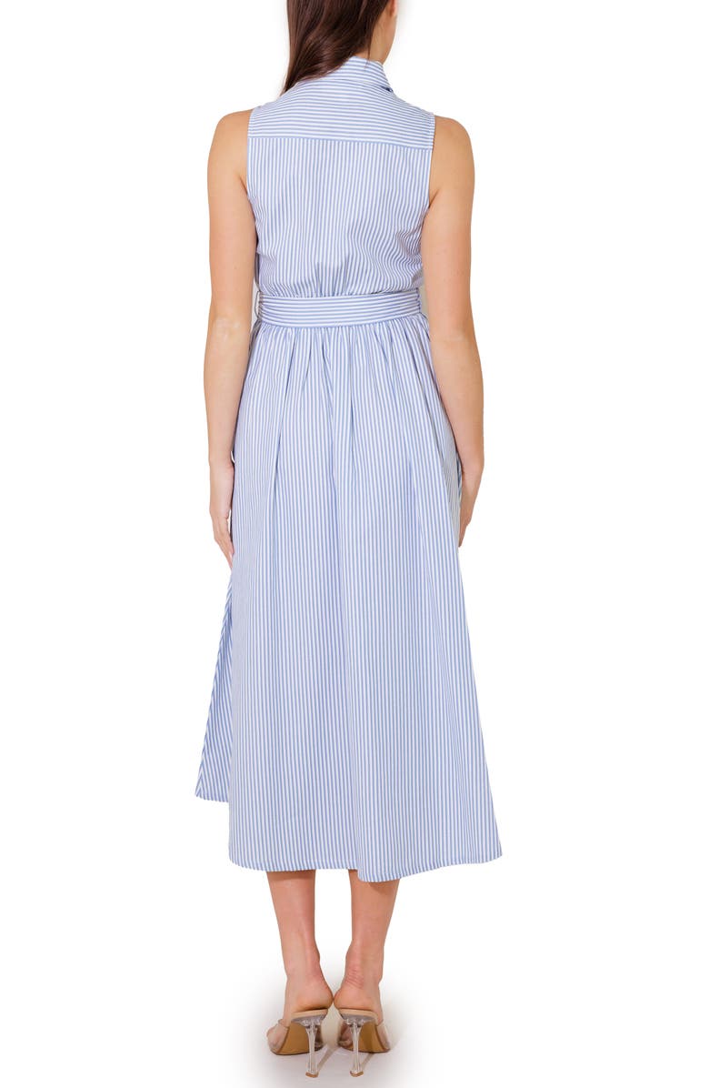 FREEMARKET Pinstripe Sleeveless Midi Shirtdress, Alternate, color, Blue