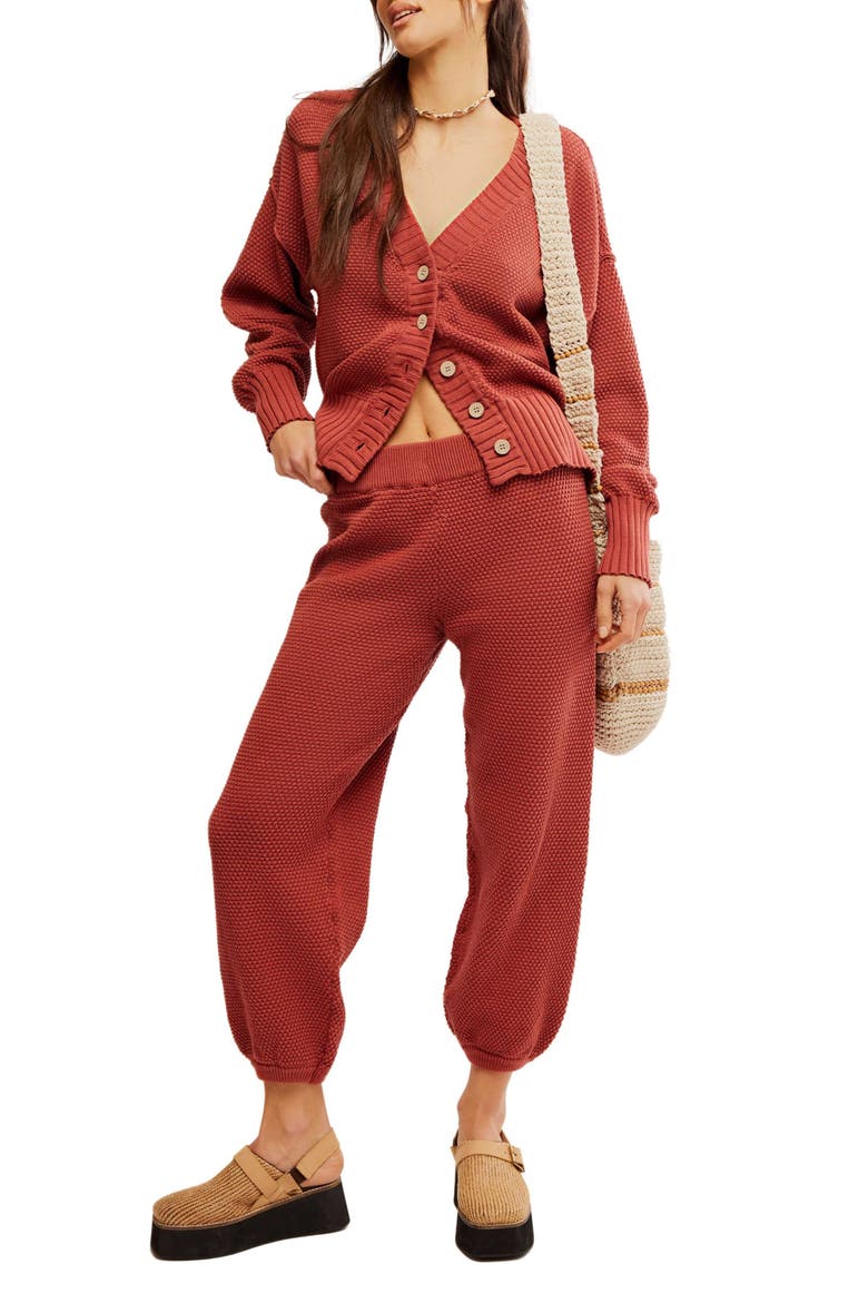 Hailee Waffle Stitch Cardigan & Pants, Main, color, CANYON SUNSET